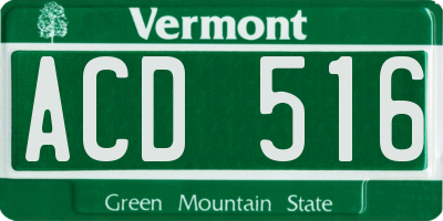 VT license plate ACD516