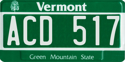 VT license plate ACD517