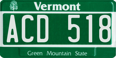 VT license plate ACD518