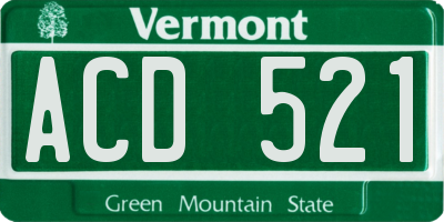 VT license plate ACD521