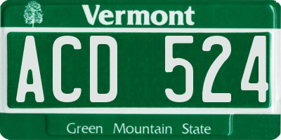 VT license plate ACD524