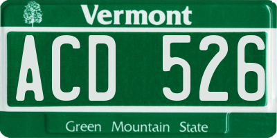 VT license plate ACD526