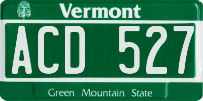 VT license plate ACD527