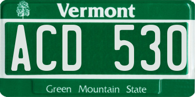 VT license plate ACD530