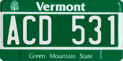 VT license plate ACD531