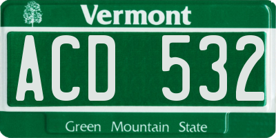 VT license plate ACD532