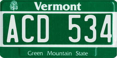 VT license plate ACD534