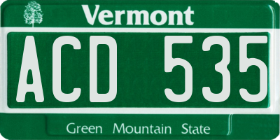 VT license plate ACD535