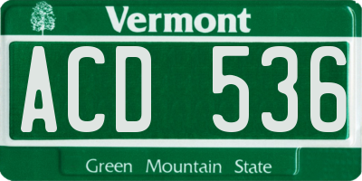 VT license plate ACD536