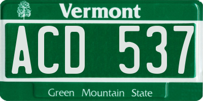 VT license plate ACD537