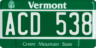 VT license plate ACD538