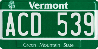 VT license plate ACD539