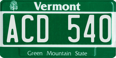 VT license plate ACD540