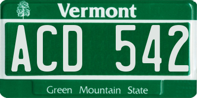 VT license plate ACD542