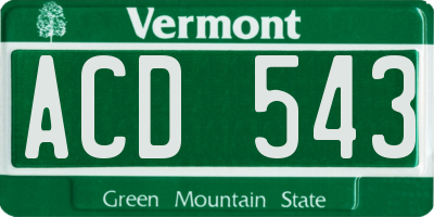 VT license plate ACD543