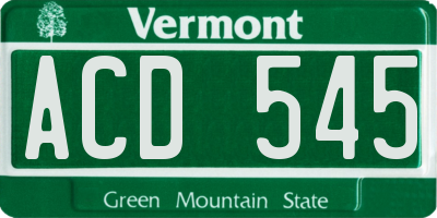 VT license plate ACD545