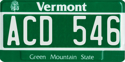 VT license plate ACD546