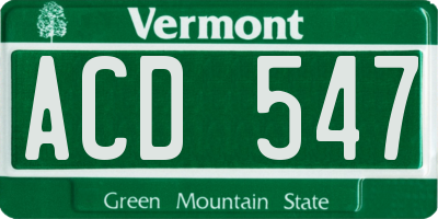 VT license plate ACD547