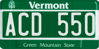 VT license plate ACD550