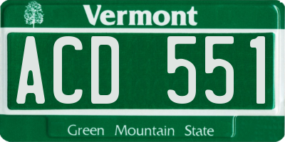 VT license plate ACD551