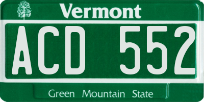 VT license plate ACD552