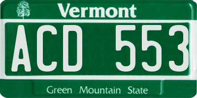 VT license plate ACD553