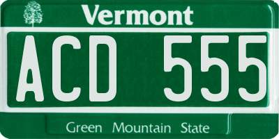 VT license plate ACD555