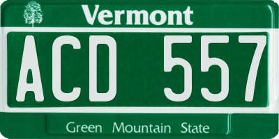 VT license plate ACD557