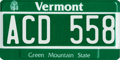 VT license plate ACD558