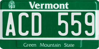 VT license plate ACD559