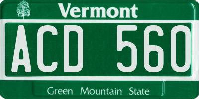 VT license plate ACD560