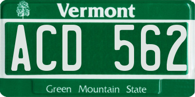 VT license plate ACD562