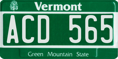 VT license plate ACD565