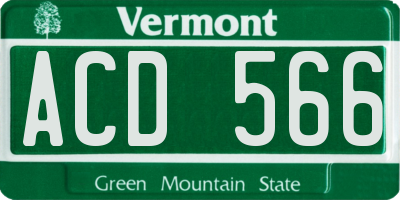 VT license plate ACD566