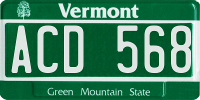 VT license plate ACD568