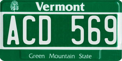 VT license plate ACD569