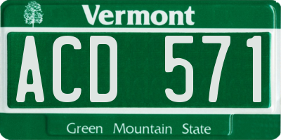 VT license plate ACD571