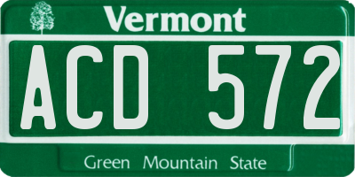 VT license plate ACD572