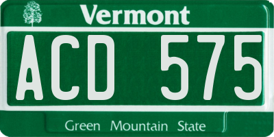 VT license plate ACD575