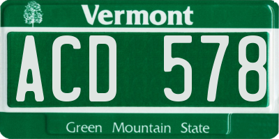 VT license plate ACD578