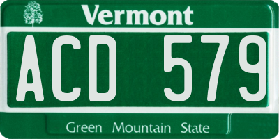 VT license plate ACD579