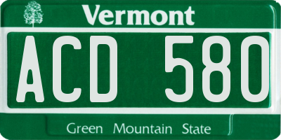 VT license plate ACD580