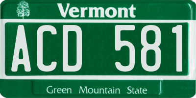 VT license plate ACD581