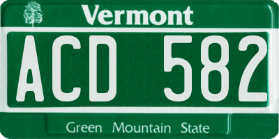 VT license plate ACD582