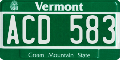 VT license plate ACD583