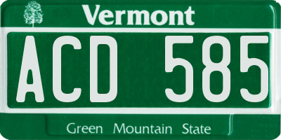 VT license plate ACD585