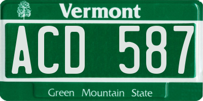 VT license plate ACD587