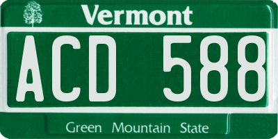 VT license plate ACD588