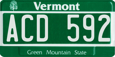 VT license plate ACD592