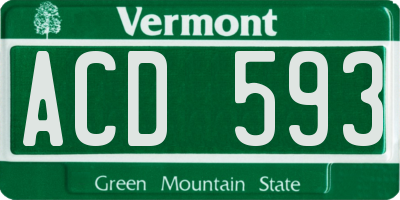 VT license plate ACD593